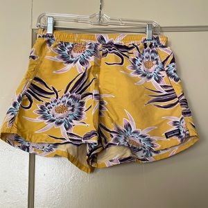 Patagonia baggies yellow tropical print shorts